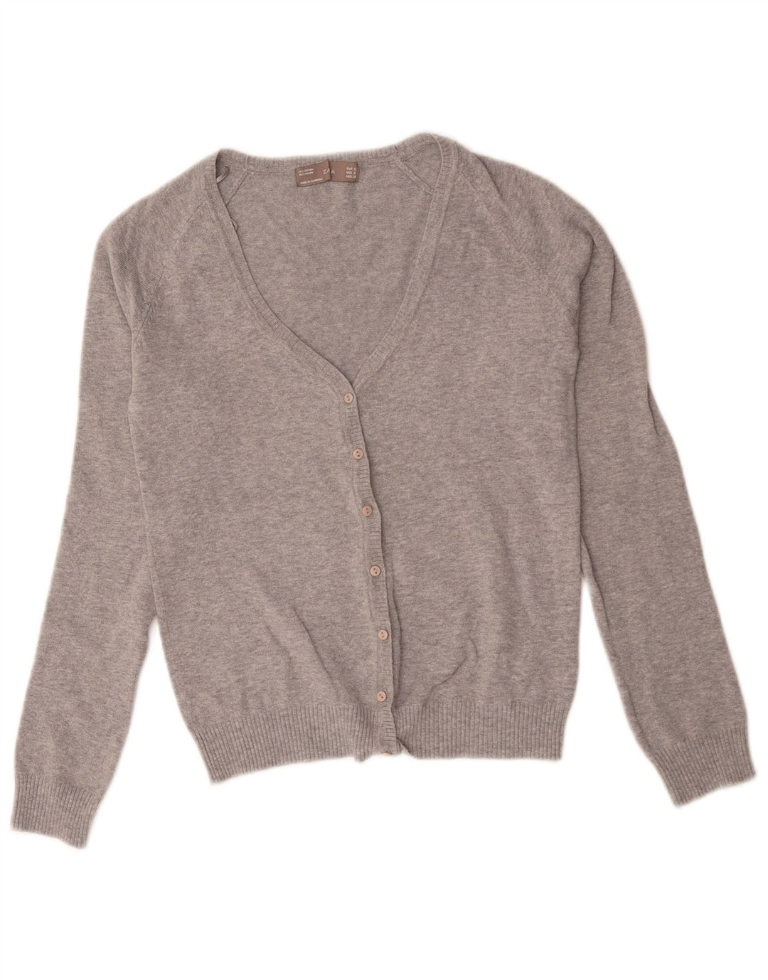 Zara Femme Cardigan Pull UK 10 Petit Gris Coton