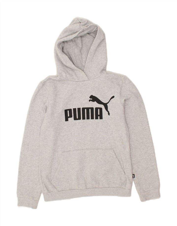 PUMA Boys Graphic Hoodie Jumper 13-14 Years Grey Vintage Puma and Second-Hand Puma from Messina Hembry 