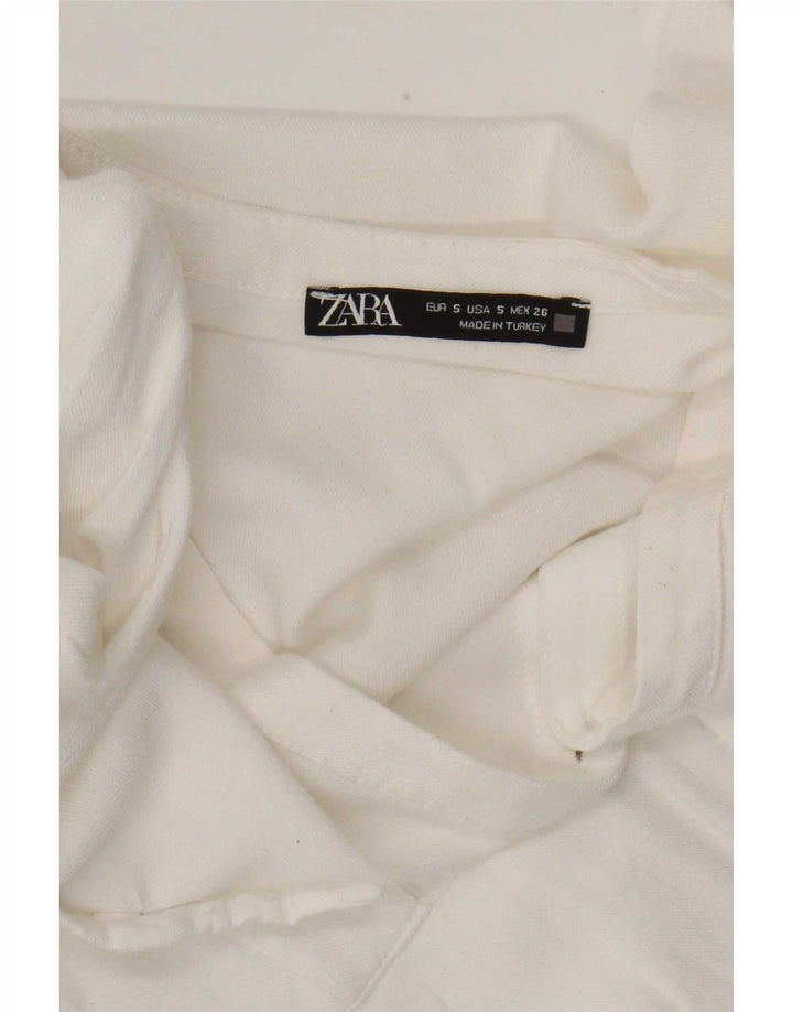 Zara Chemise Chemisier Femme UK 10 Petit Blanc