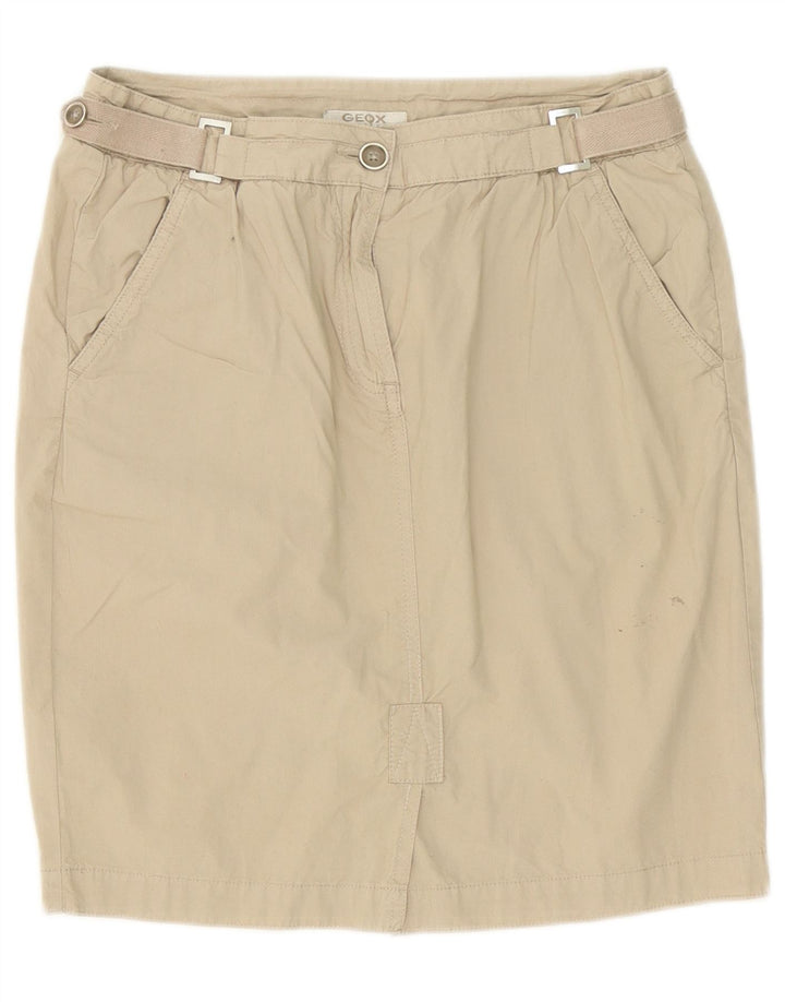 Geox Femme Mini Jupe Droite IT 42 Moyen W30 Coton Beige