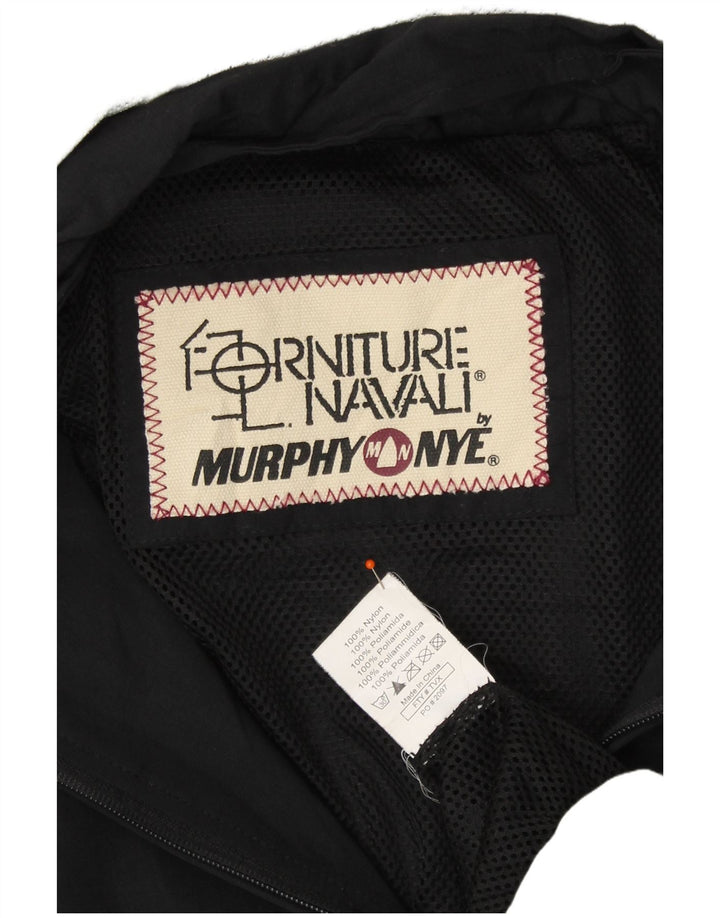 MURPHY & NYE Mens Loose Fit Graphic Rain Jacket UK 36 Small Black
