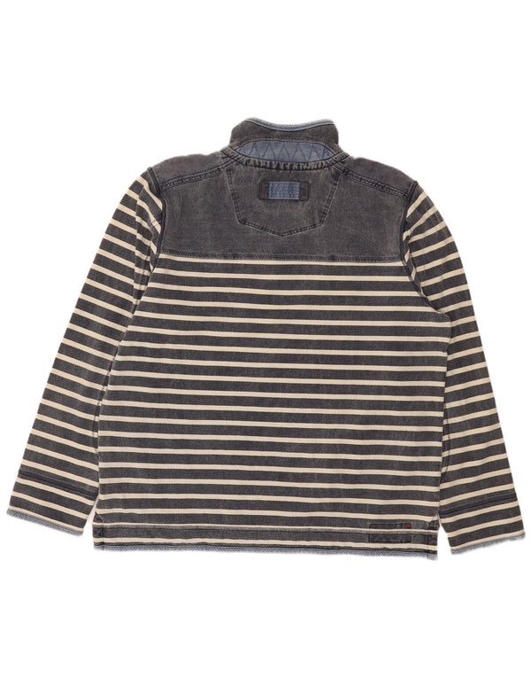 Fat Face Sweat-shirt col zippé pour homme XL en coton rayé bleu marine