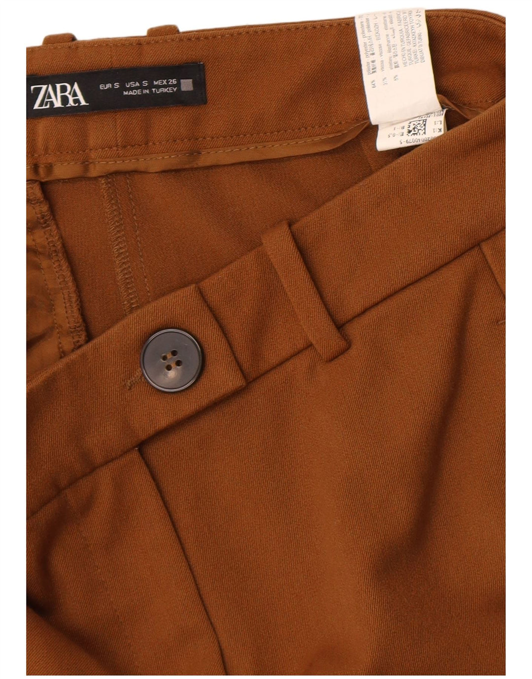 Pantalon Chino Flare Femme Zara Petit W26 L32 Marron Polyester