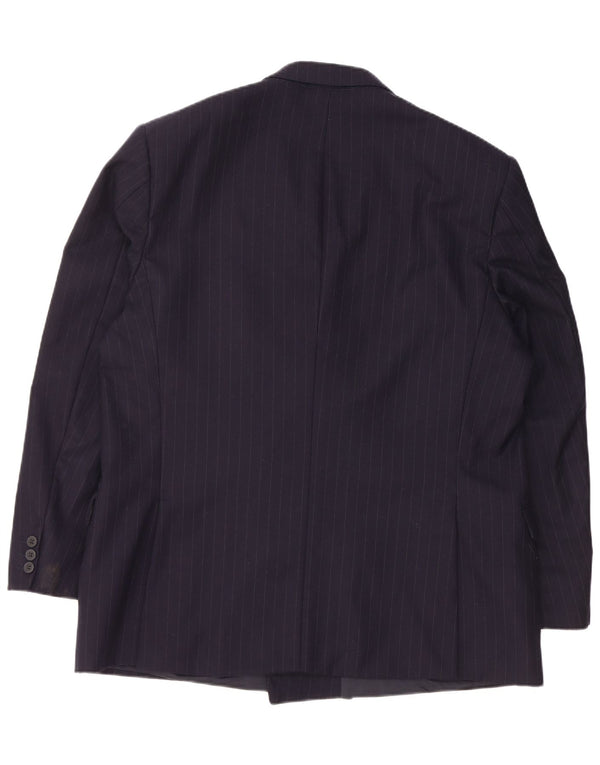 JAEGER Veste Blazer Croisée Homme EU 58 4XL Bleu Marine Rayé
