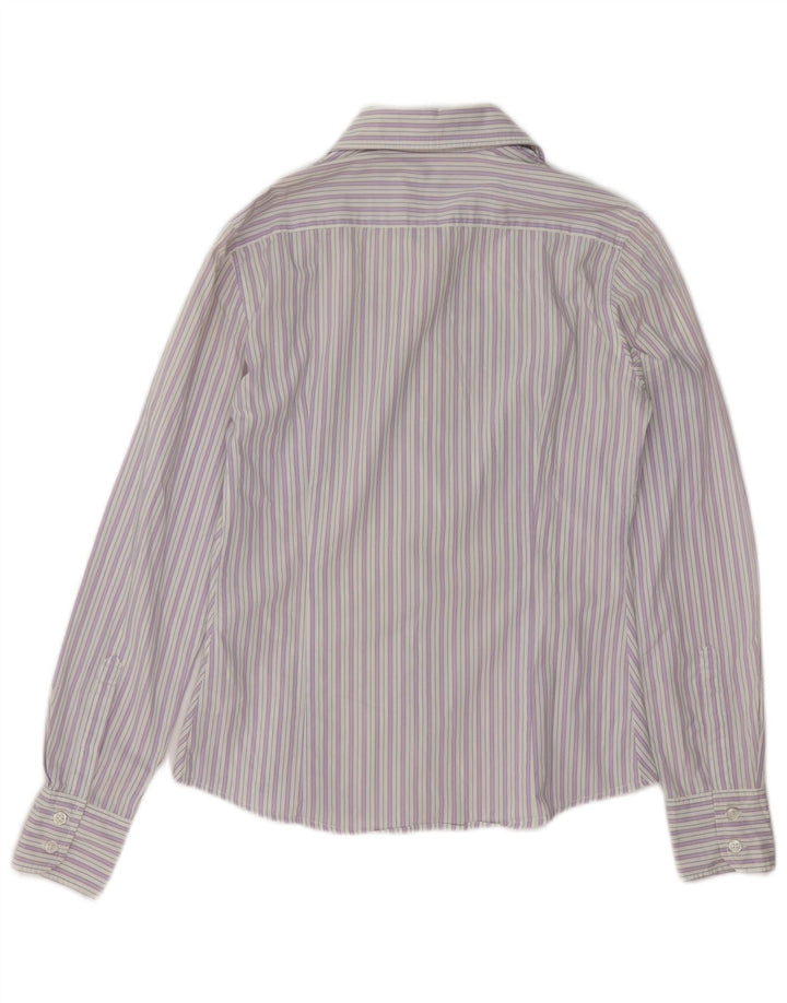 Benetton Chemise Femme UK 14 Coton Rayé Violet Moyen