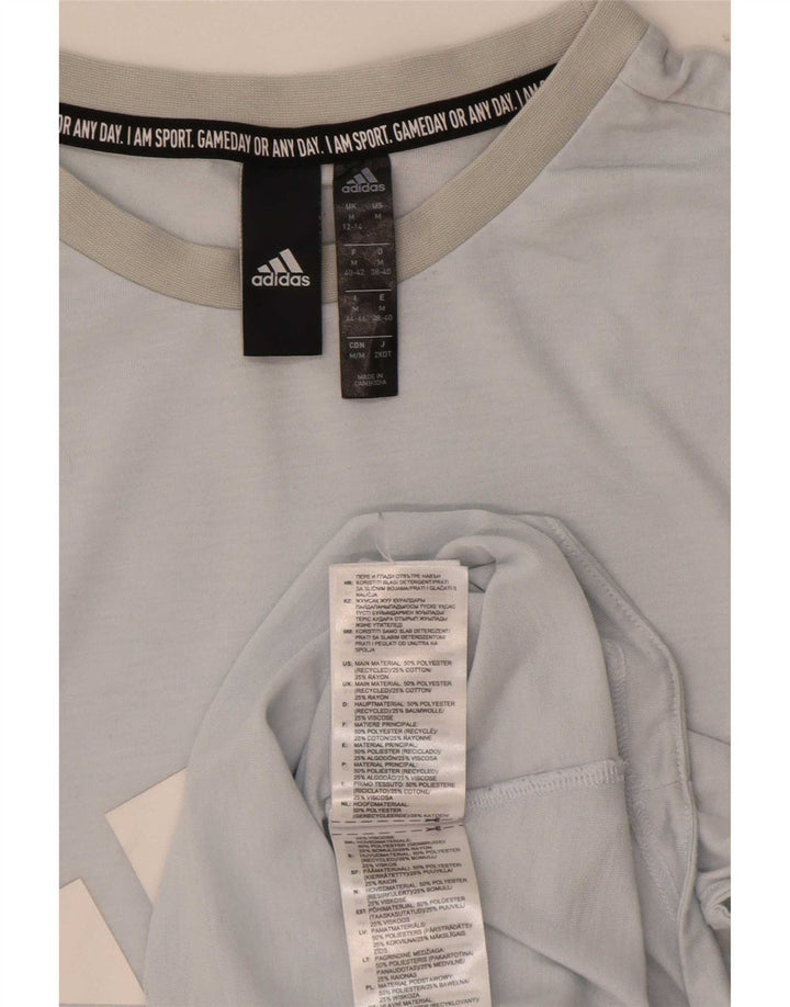 Adidas Débardeur Graphique Femme UK 12/14 Bleu Moyen Polyester