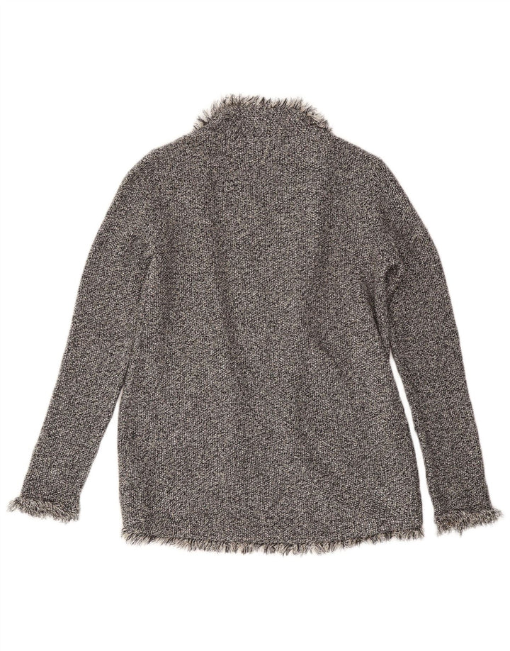ZARA Femme Cardigan Ouvert Pull UK 12 Gris Moyen Viscose Moucheté