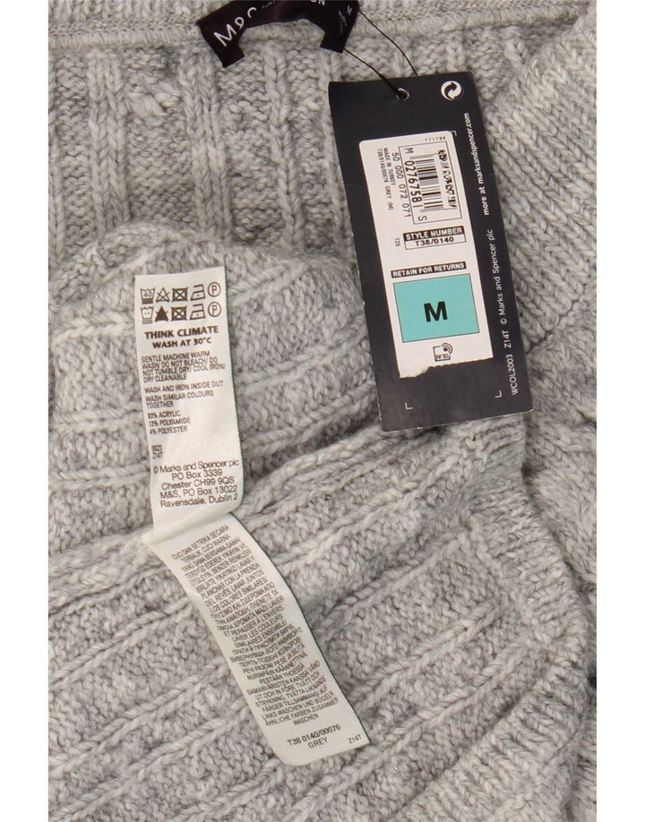 Marks & Spencer Jupe mi-longue en tricot pour femme Medium W30 Gris Acrylique