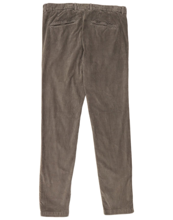 Benetton Pantalon Skinny En Velours Côtelé Femme IT 48 XL W34 L31 Gris Coton