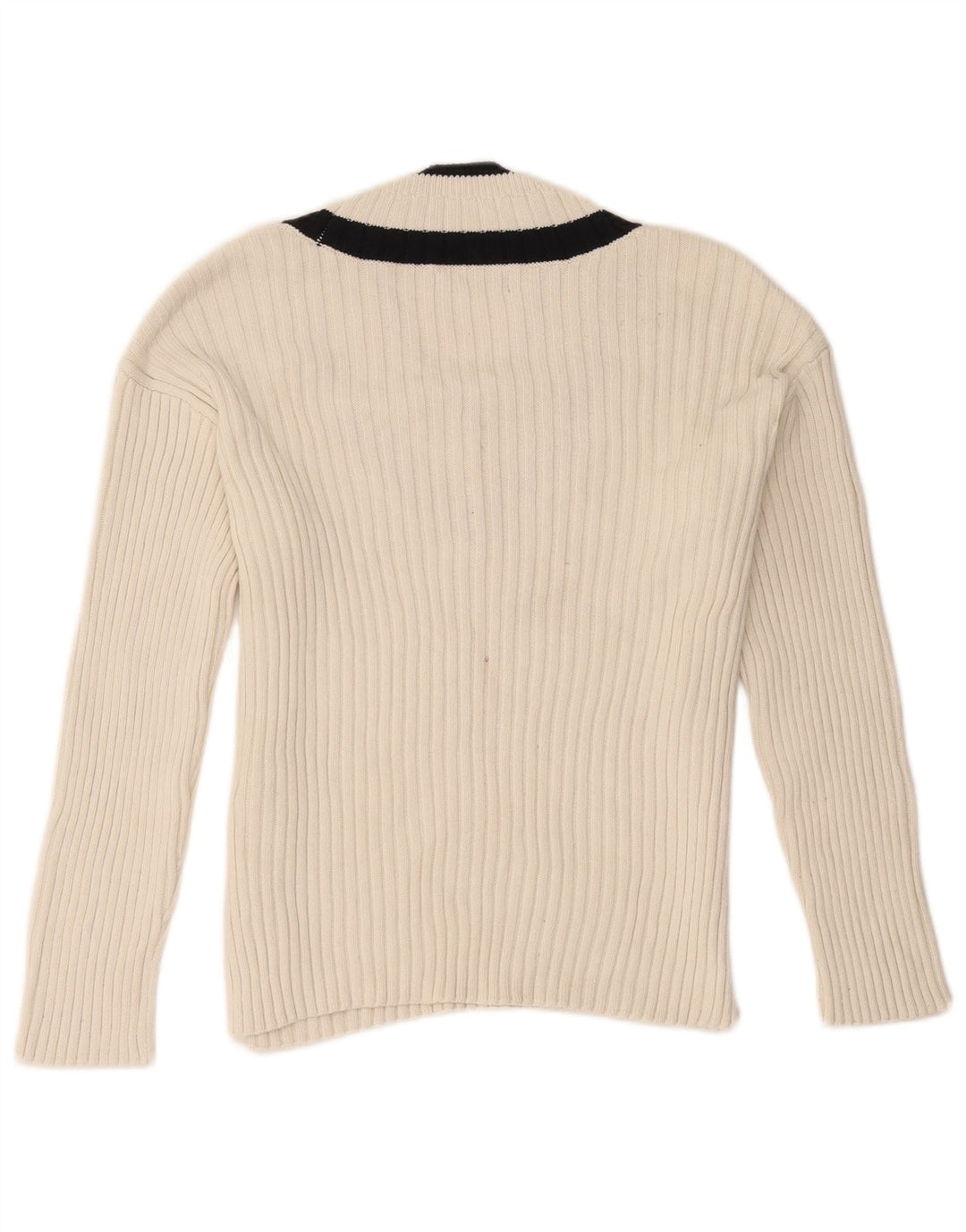 Marks & Spencer Pull col en V pour femme UK 44 Blanc moyen Colourblock