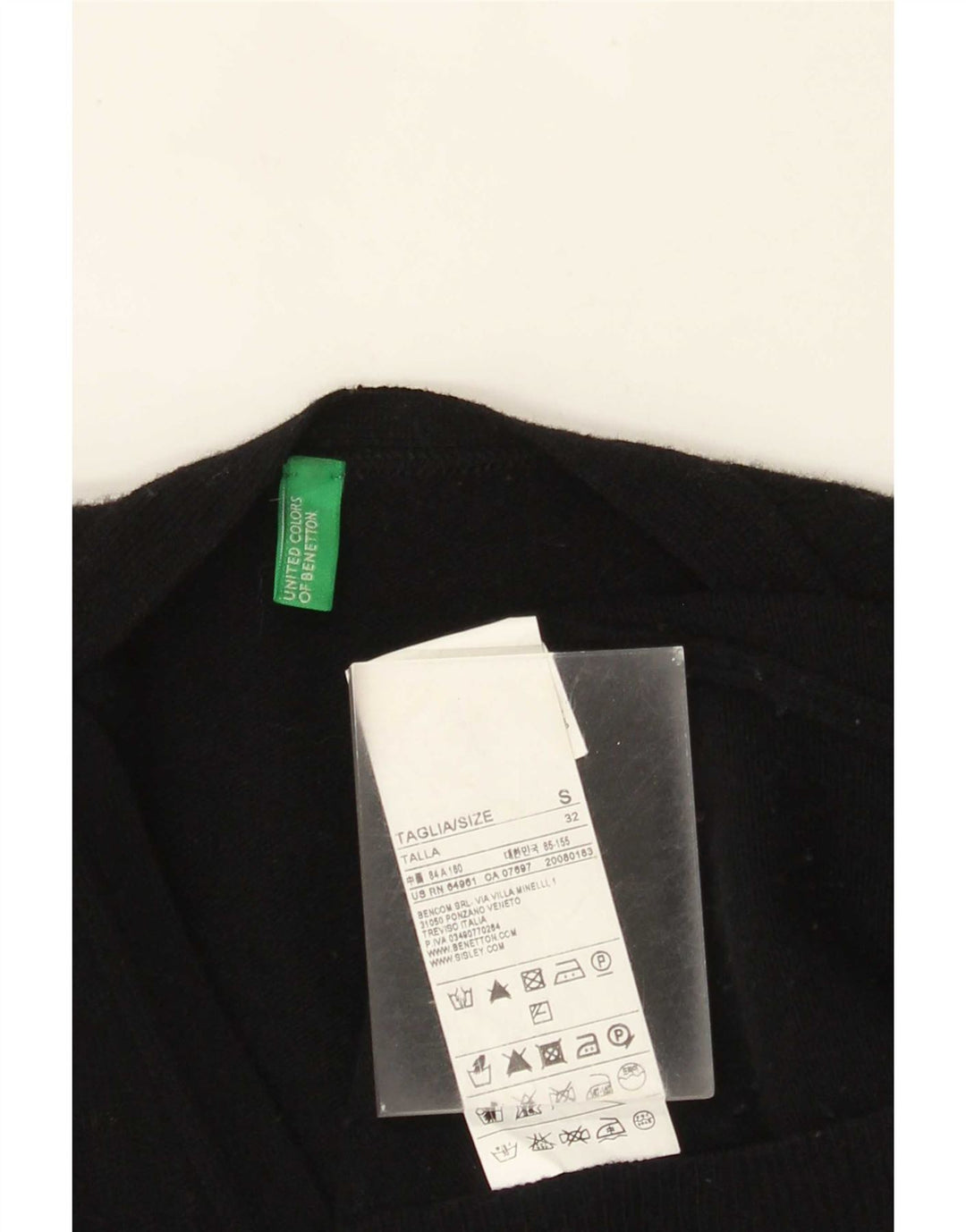 Benetton Pull Cardigan Femme UK 10 Petite Laine Noire