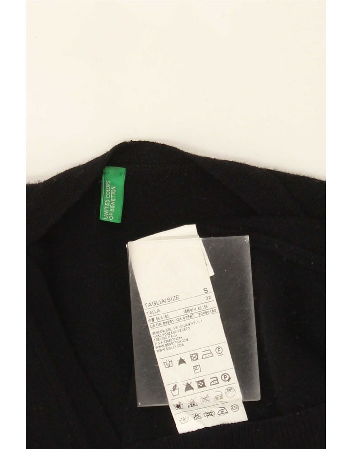 Benetton Pull Cardigan Femme UK 10 Petite Laine Noire