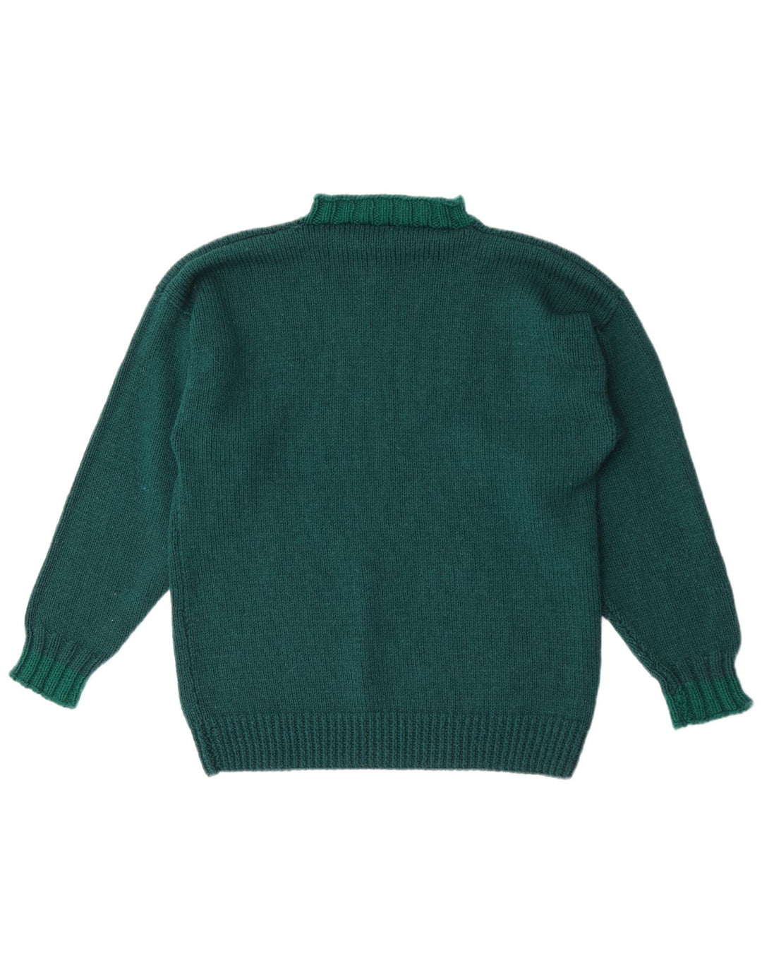 vintage Mens Turtle Neck Jumper Pull Moyen Vert Géométrique