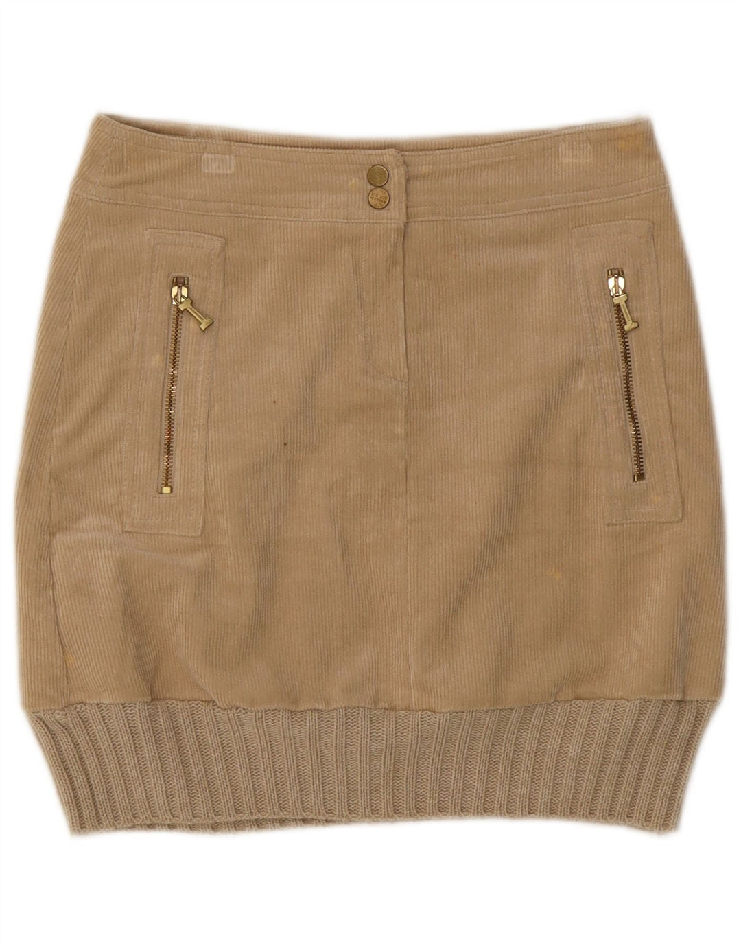 Iceberg Mini jupe en velours côtelé pour femme W28 en coton beige moyen