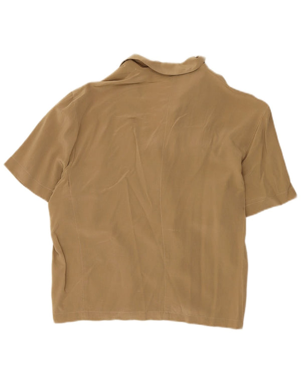 Genny Chemisier à manches courtes pour femme UK 46 Grande soie beige