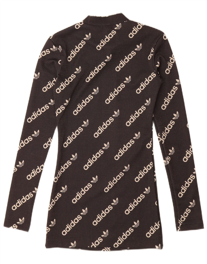 ADIDAS Robe t-shirt graphique à manches longues pour femme UK 4 XS Noir