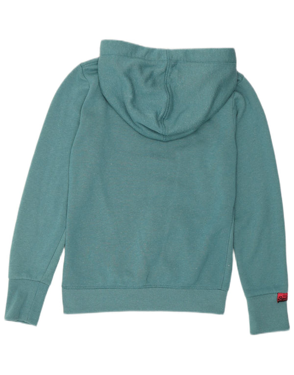 Superdry Pull à capuche graphique coupe ample pour femme UK 6 XS Turquoise Polyester
