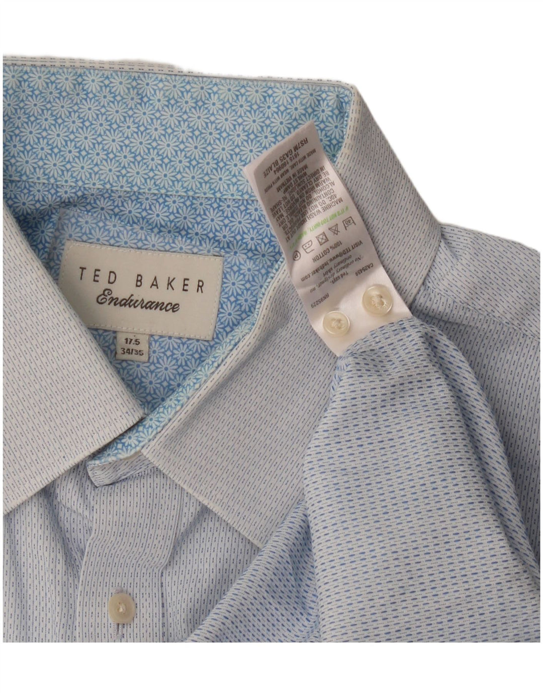Ted Baker Chemise Homme Taille 17 1/2 XL Bleu Spotted Coton