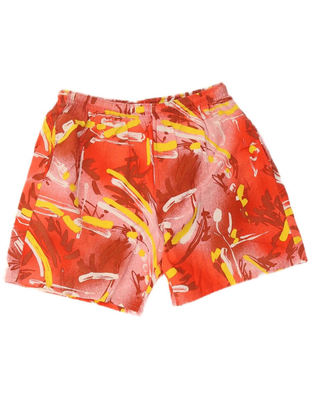 Short de bain à motif abstrait pour hommes vintage IT 52 XL coton rouge
