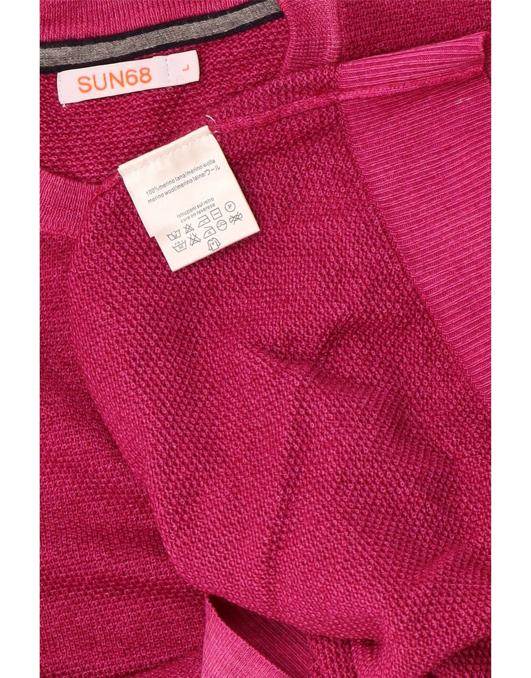 Sun68 Pull col rond pour homme en laine rose Taille L