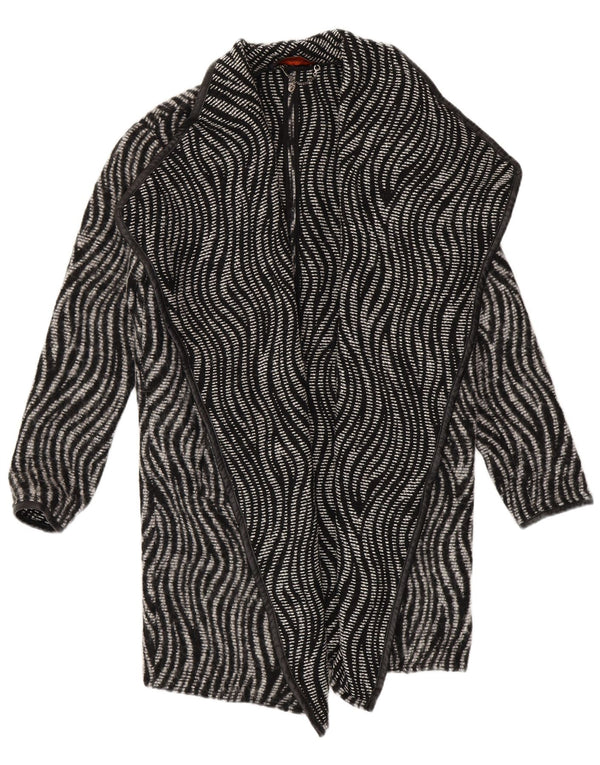Trussardi Jeans Manteau En Maille Femme IT 40 Petit Imprimé Animal Noir