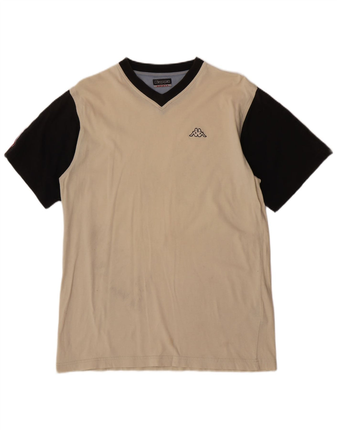 Kappa Homme T-Shirt Top Petit Beige Colorblock Coton