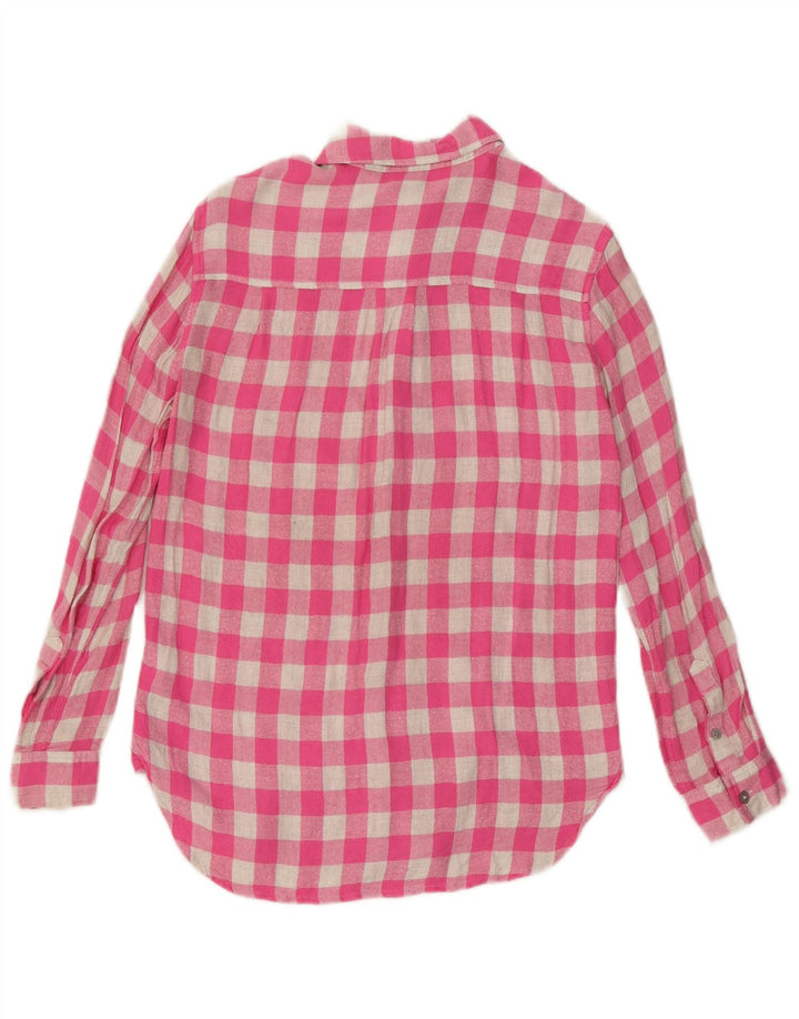 Joules Chemise surdimensionnée en flanelle pour femme UK 10 Petite viscose vichy rose