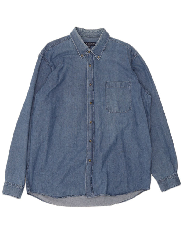 1st American Chemise en jean pour homme Taille 41/42 XL Bleu Coton