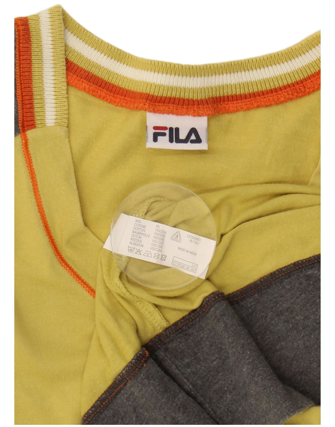 Fila T-Shirt Graphique Homme Jaune Moyen Coton Colorblock