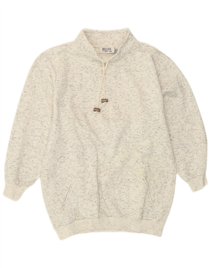 HELLINE Sweat-Shirt Femme UK 16/18 XL Blanc Moucheté Coton