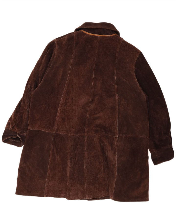 vintage Femmes Surdimensionné Suède Pardessus UK 20 2XL Marron