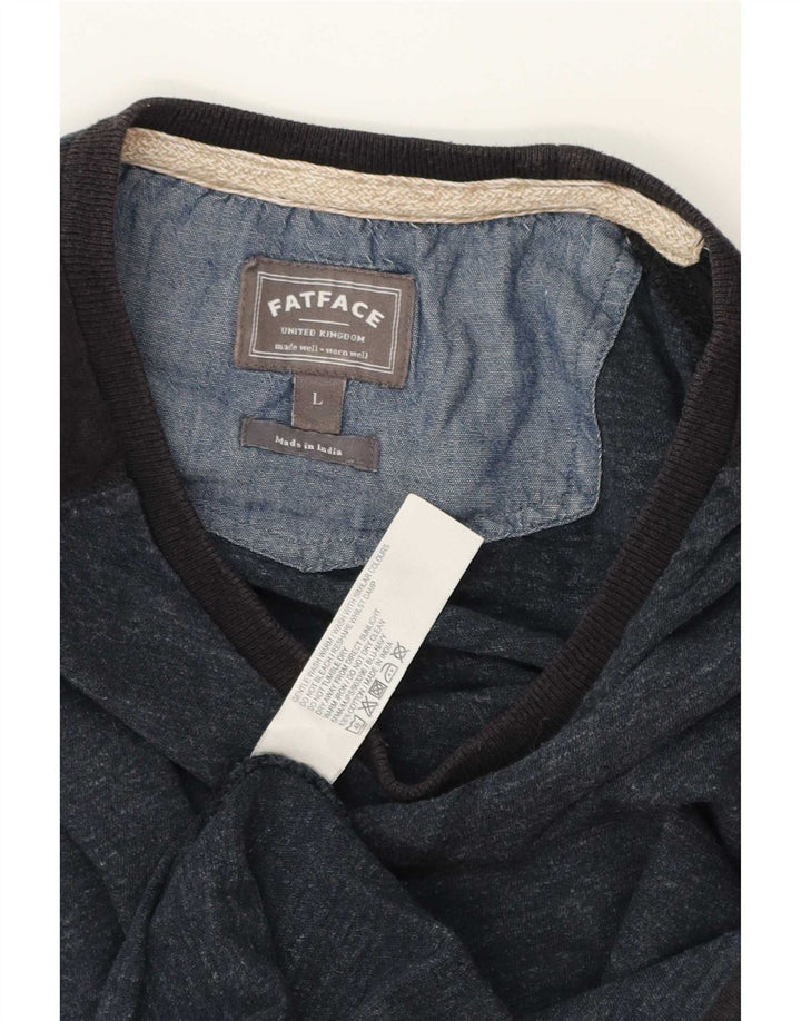 Fat Face Haut à manches longues pour homme en coton color block bleu marine Taille L