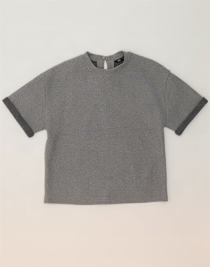 Zara Femme Chemisier Top UK 10 Petit Gris Polyester