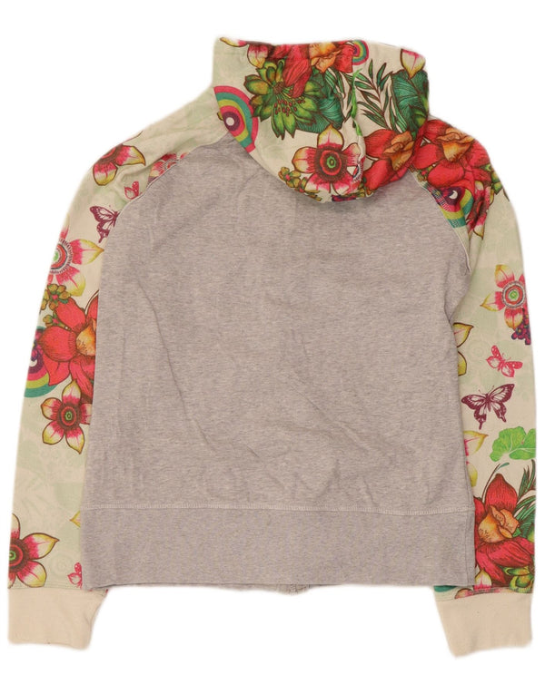 Desigual Pull à capuche zippé pour femme UK 12 Medium Multicolore Floral
