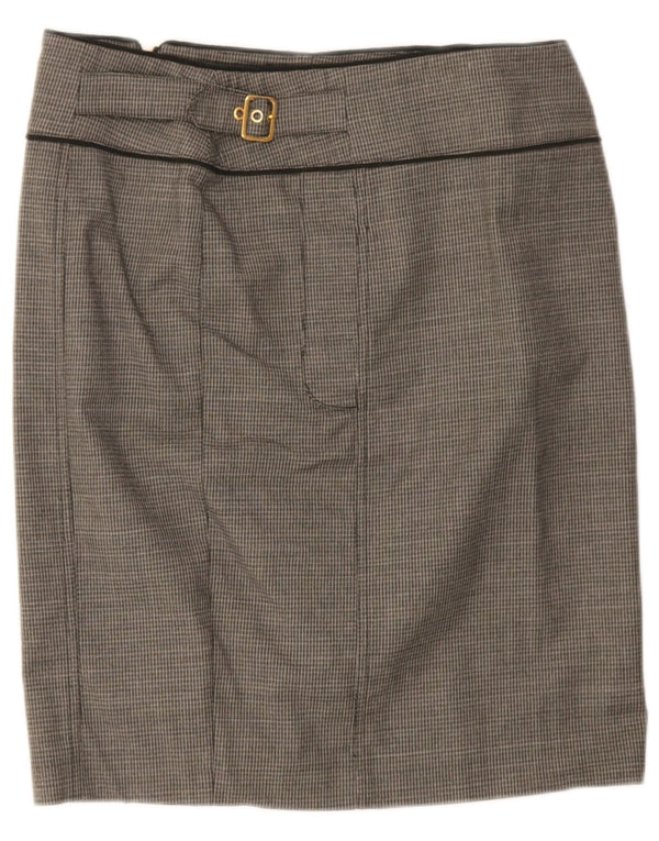 Max & Co. Jupe droite pour femme UK 12 Medium W32 Gris pied-de-poule en coton