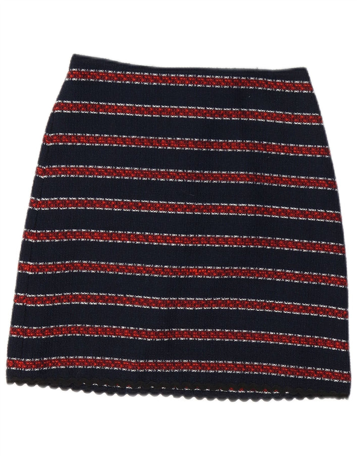 WAREHOUSE Mini jupe femme UK 8 Small W26 bleu marine rayé polyester