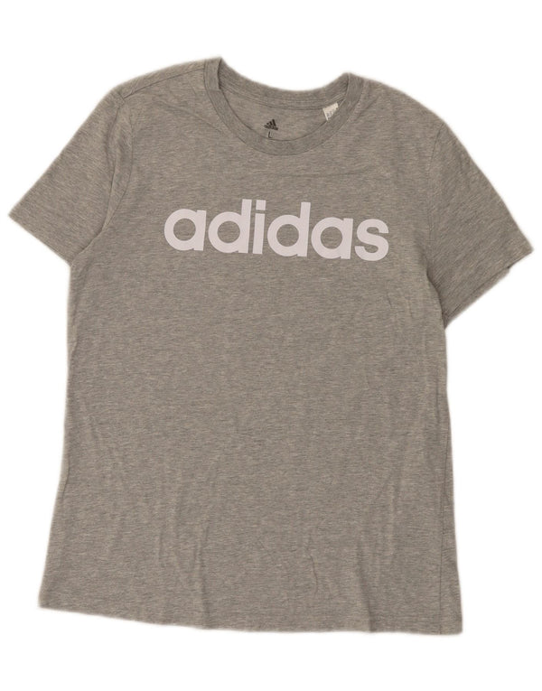 Adidas T-shirt graphique pour femme UK 16/18 Large Gris Coton