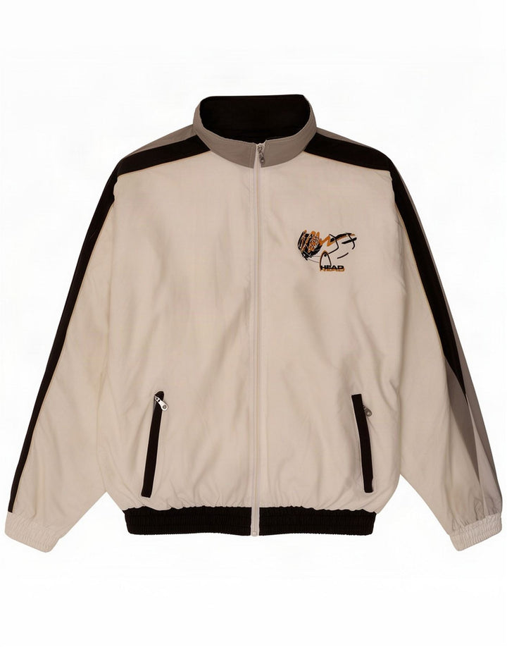 HEAD Veste de survêtement graphique pour hommes, grande taille, polyester color block blanc