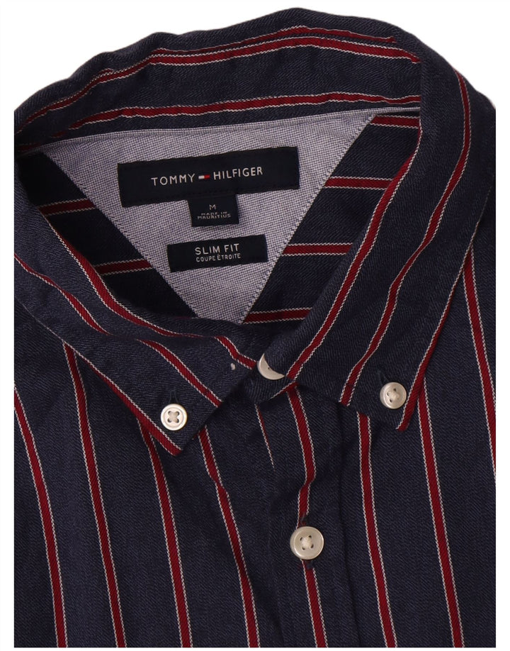 Tommy Hilfiger Chemise Slim Fit Homme Bleu Marine Rayé Coton