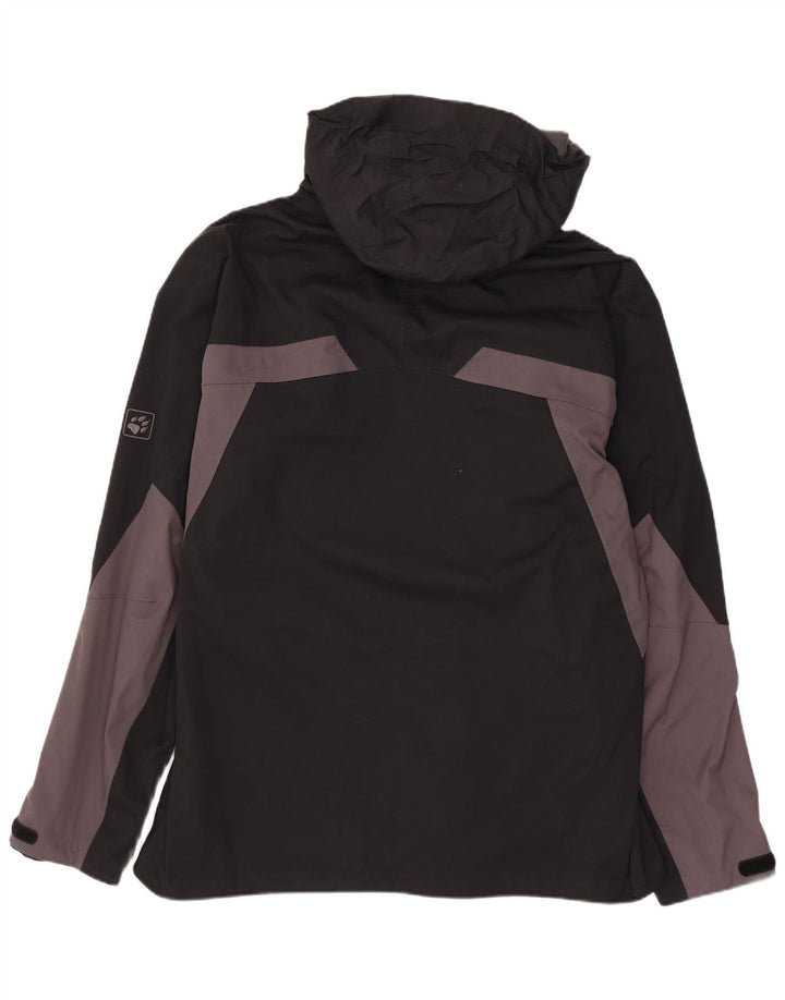JACK WOLFSKIN Veste de pluie à capuche pour homme UK 36/38 Medium Noir Colourblock