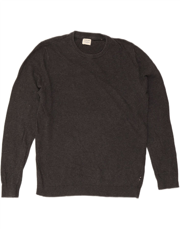 Jack & Jones Pull Col Rond Homme Gris Moyen Coton