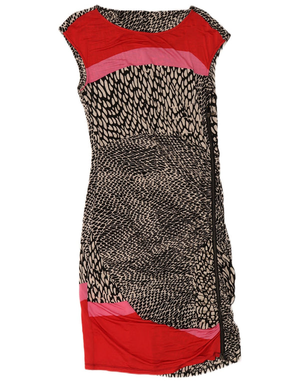 Marella Robe fourreau sans manches pour femme UK 18 XL Viscose à imprimé animal noir