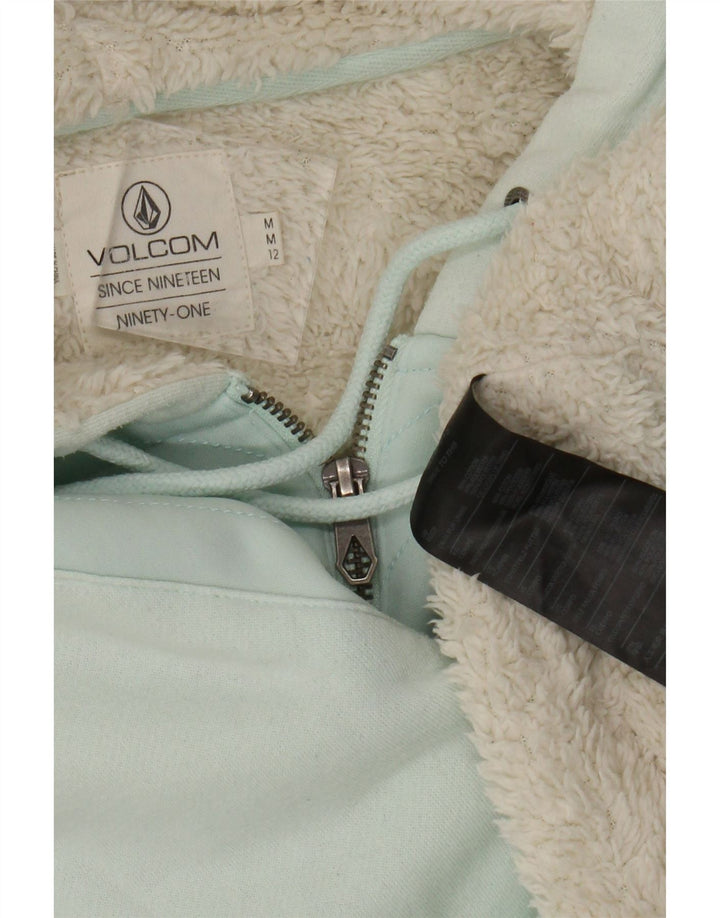 VOLCOM Pull à capuche à col zippé pour femme UK 12 Coton vert moyen