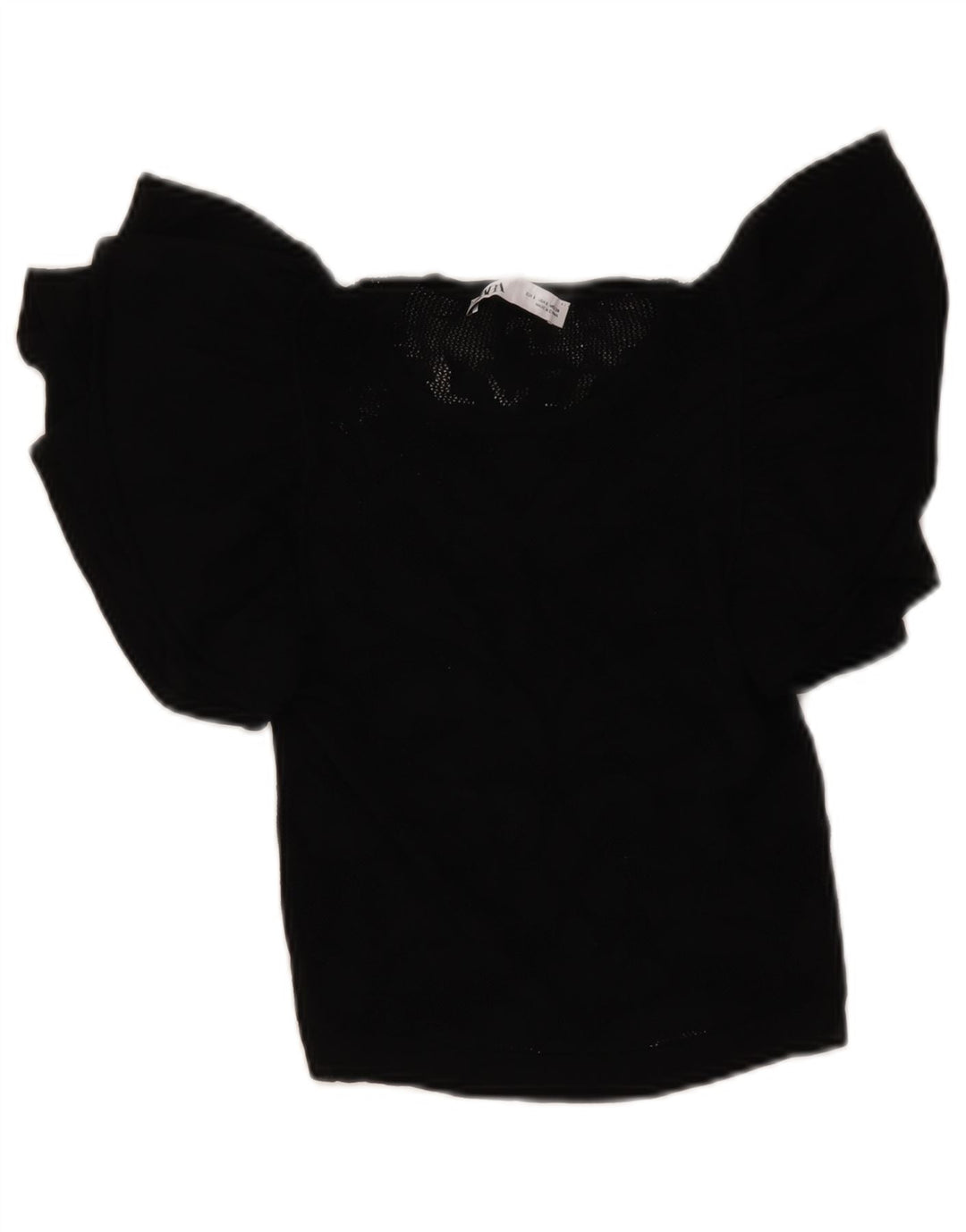 Zara Womens Crop Knit Blouse Top UK 8 Petit Noir