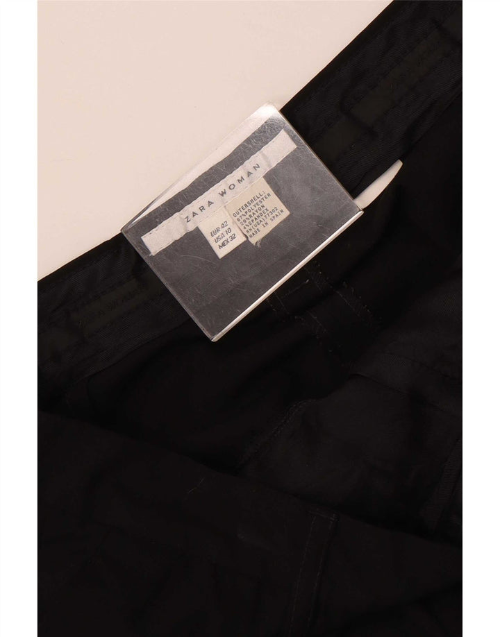 Pantalon décontracté droit femme Zara Large W32 L33 Noir Polyester