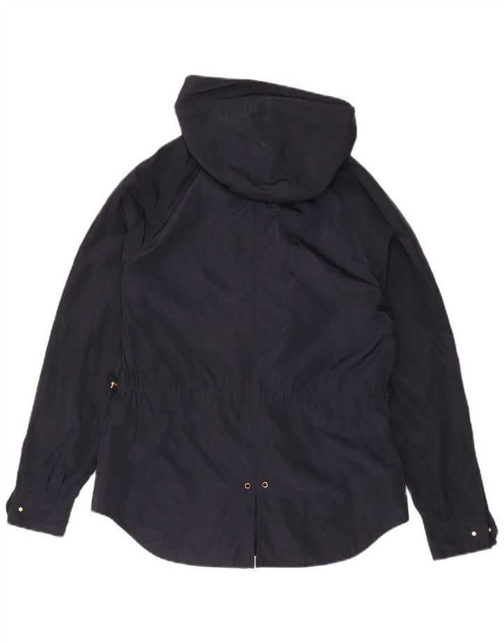 Zara Veste de pluie surdimensionnée à capuche pour femme UK 6 XS Bleu marine Polyester
