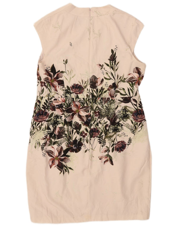 Phase Eight Womens Sleeveless Sheath Dress UK 18 XL  Beige Floral Polyester
