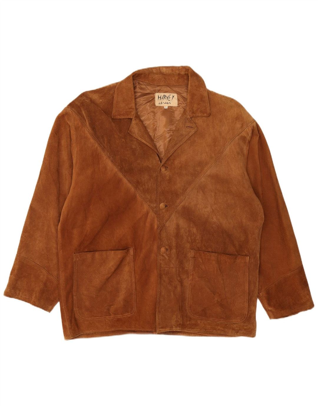VINTAGE Veste blazer en daim à 3 boutons pour homme UK 42 XL Marron