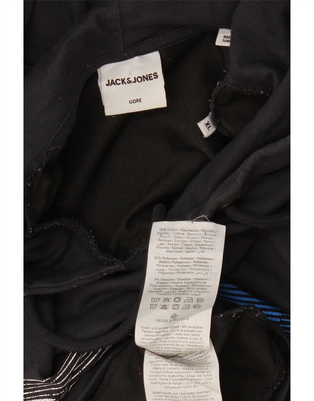 JACK & JONES Pull à Capuche Graphique Homme XL Noir Coton