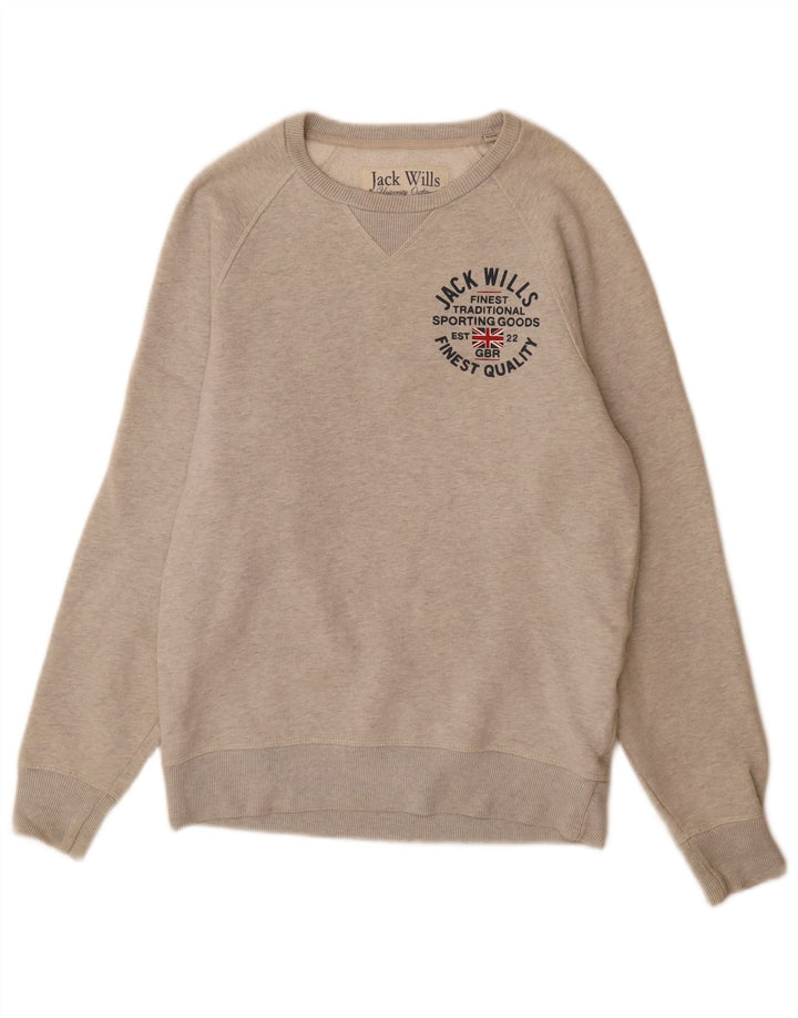 Jack Wills Sweat-shirt graphique pour hommes en coton moucheté petit gris